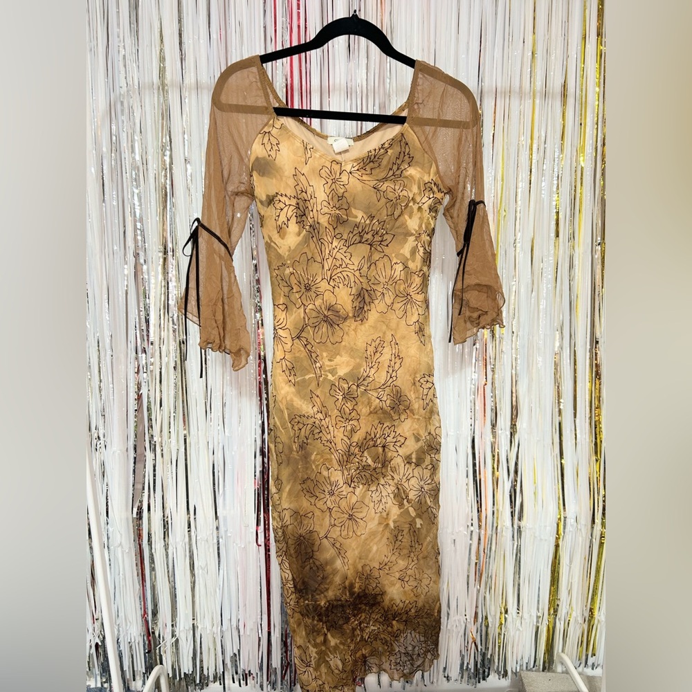 Sirens Vintage Elegant Floral Brown Dress